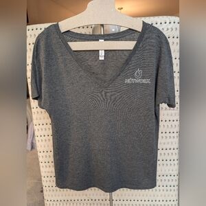 HOTWORX Women's Slouchy V-Neck-Heather Dark Gray-Small